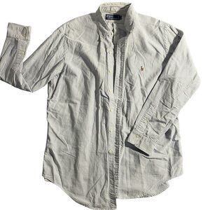 Polo by Ralph Lauren Men's Pinstripe Button Down Shirt - Baby blue and White